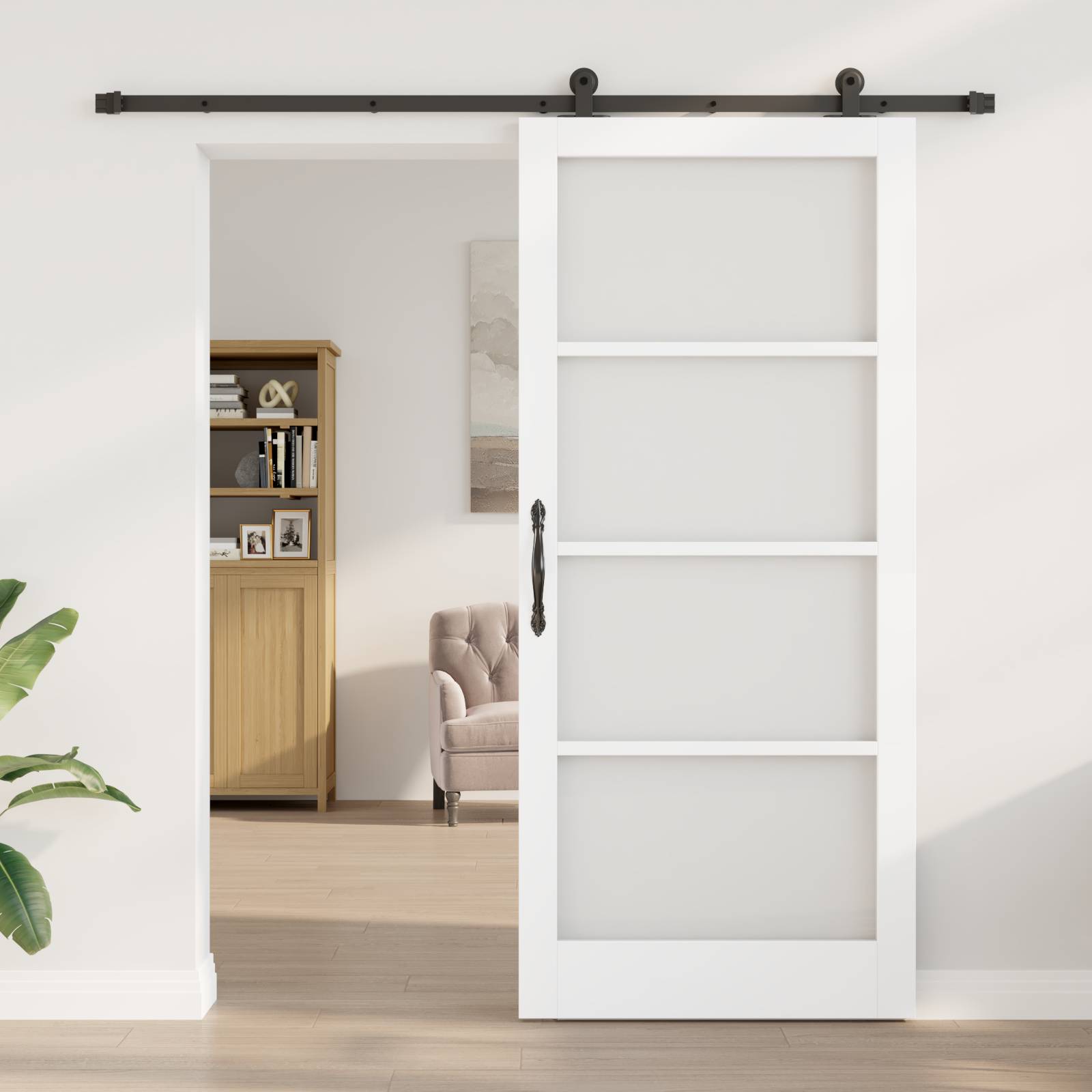 vidaXL Schiebetür mit Hardware-Set "ORKDAL" Weiß 93x211 cm