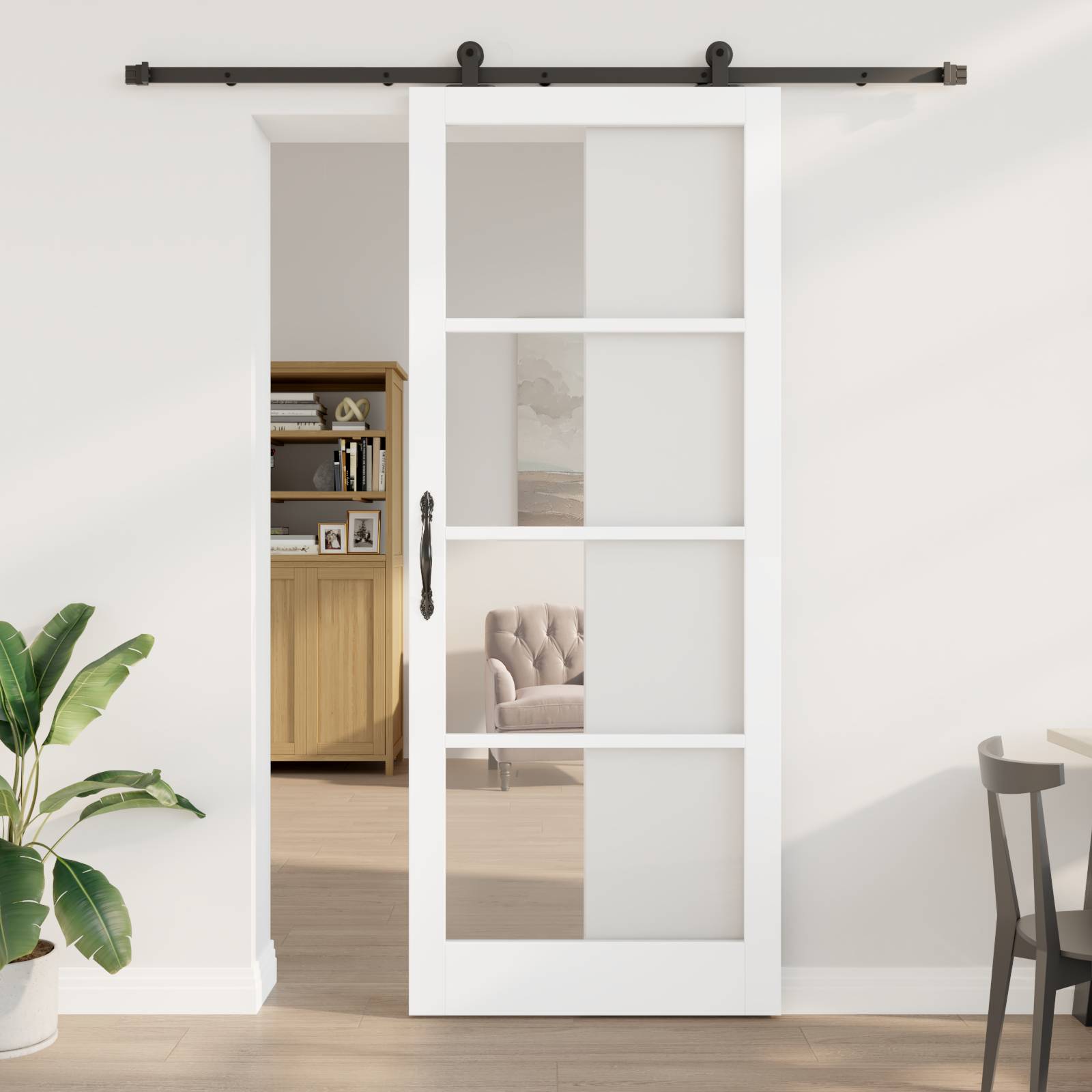 vidaXL Schiebetür mit Schiebe-Set 'ORKDAL'Weiß 93x232 cm