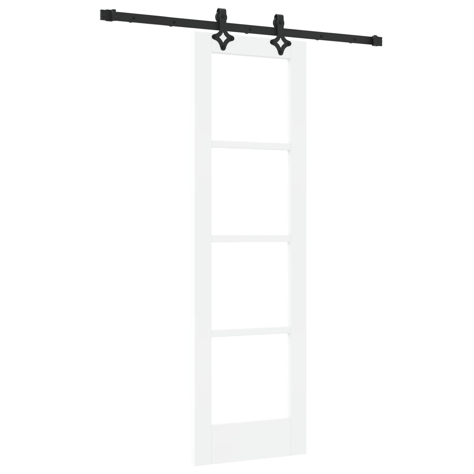 vidaXL Schiebetür mit Hardware-Set Weiße 61x198.5 cm Aus massivem Kiefernholz