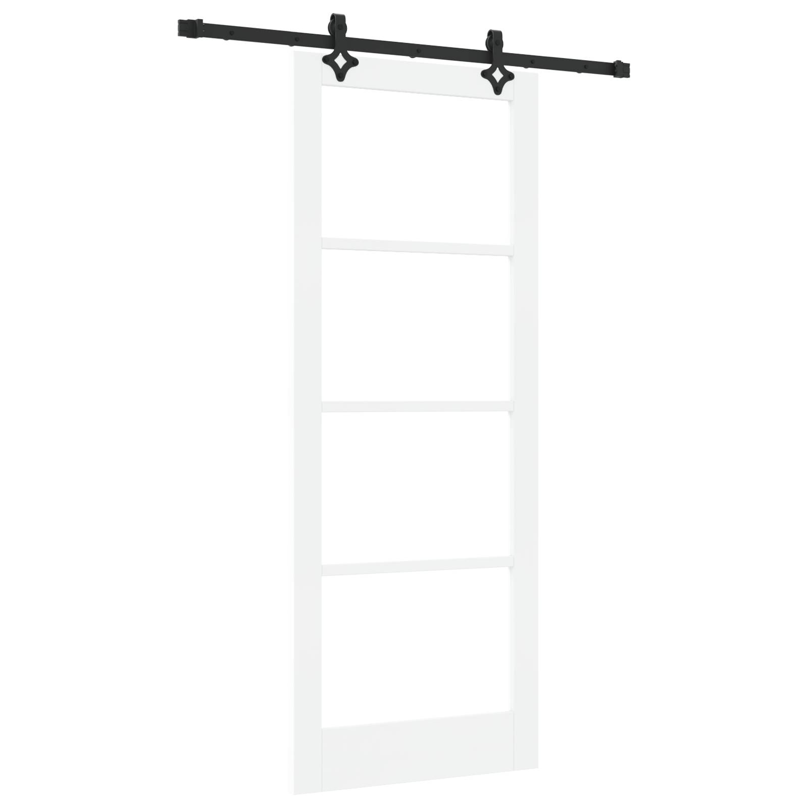vidaXL Schiebetür mit Hardware-Set Weiß 83x211 cm Massivholz Kiefer