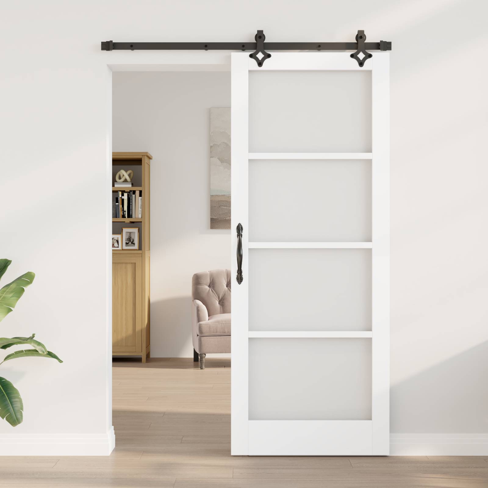 vidaXL Schiebetür mit Hardware-Set Weiß 83x211 cm Massivholz Kiefer
