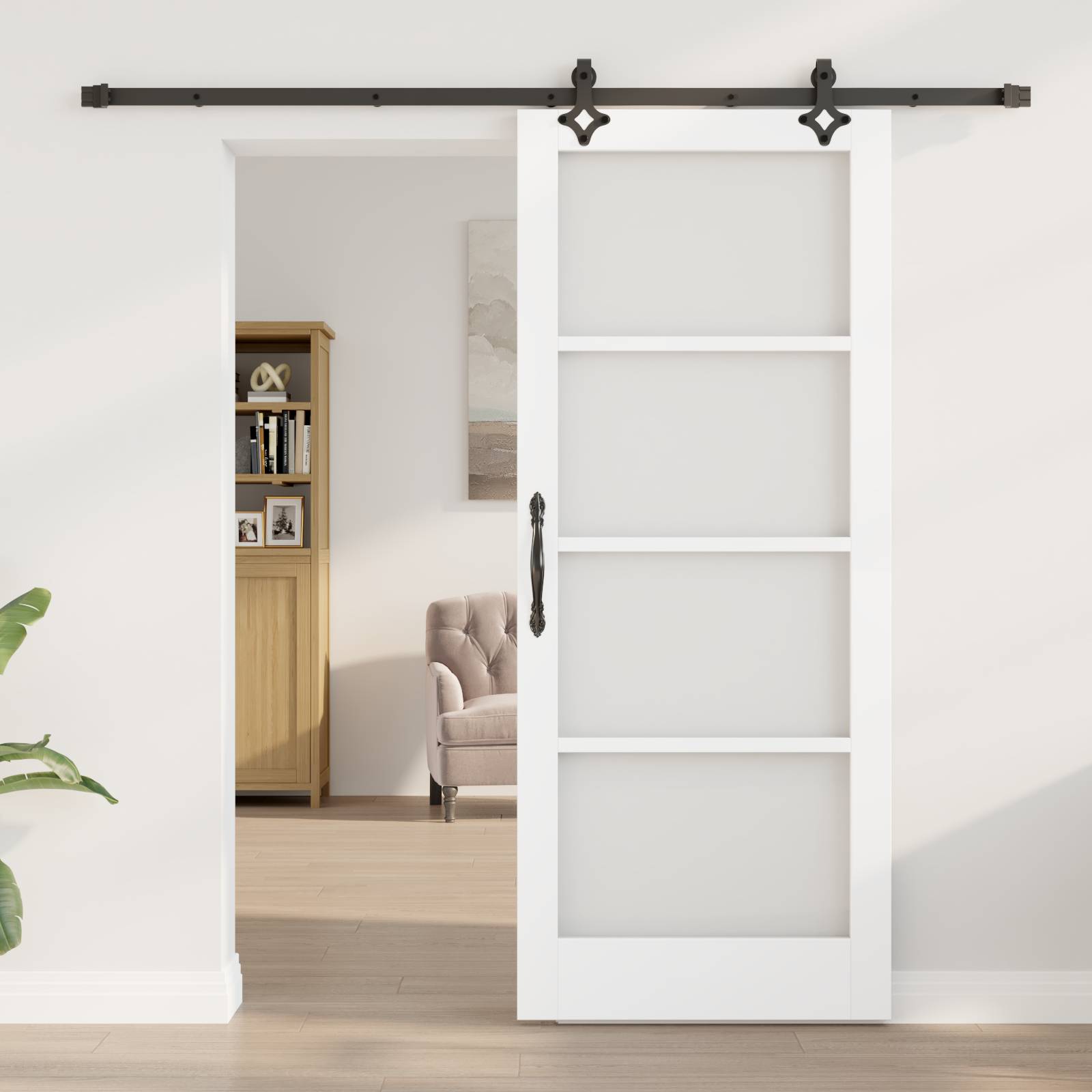 vidaXL Schiebetür mit Hardware-Set Weiß 83x202 cm Massivholz Kiefer