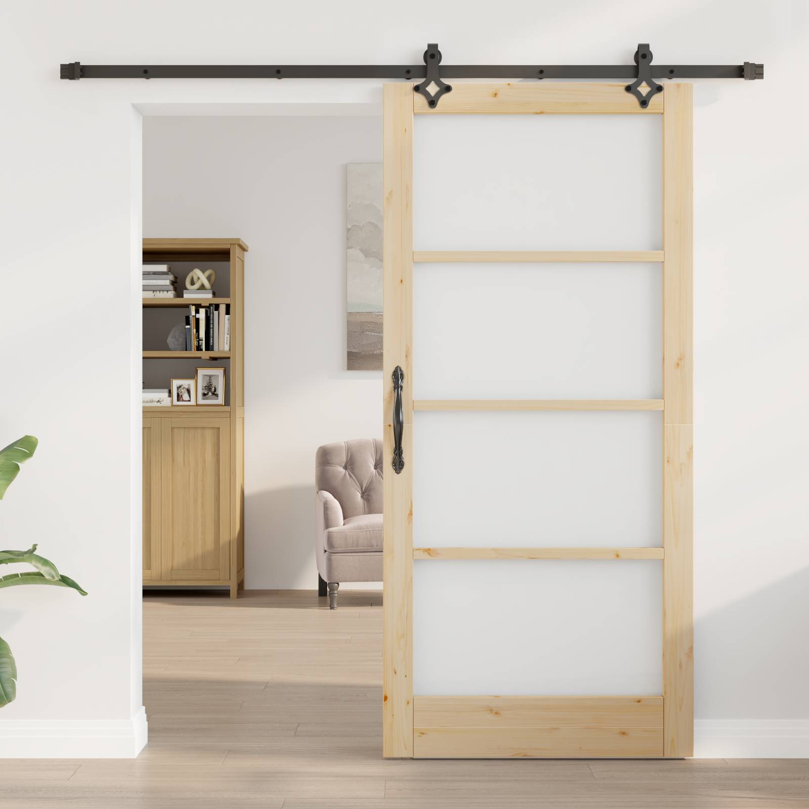 vidaXL Schiebetür mit Hardware-Set 93x202 cm Vollholz-Kiefer