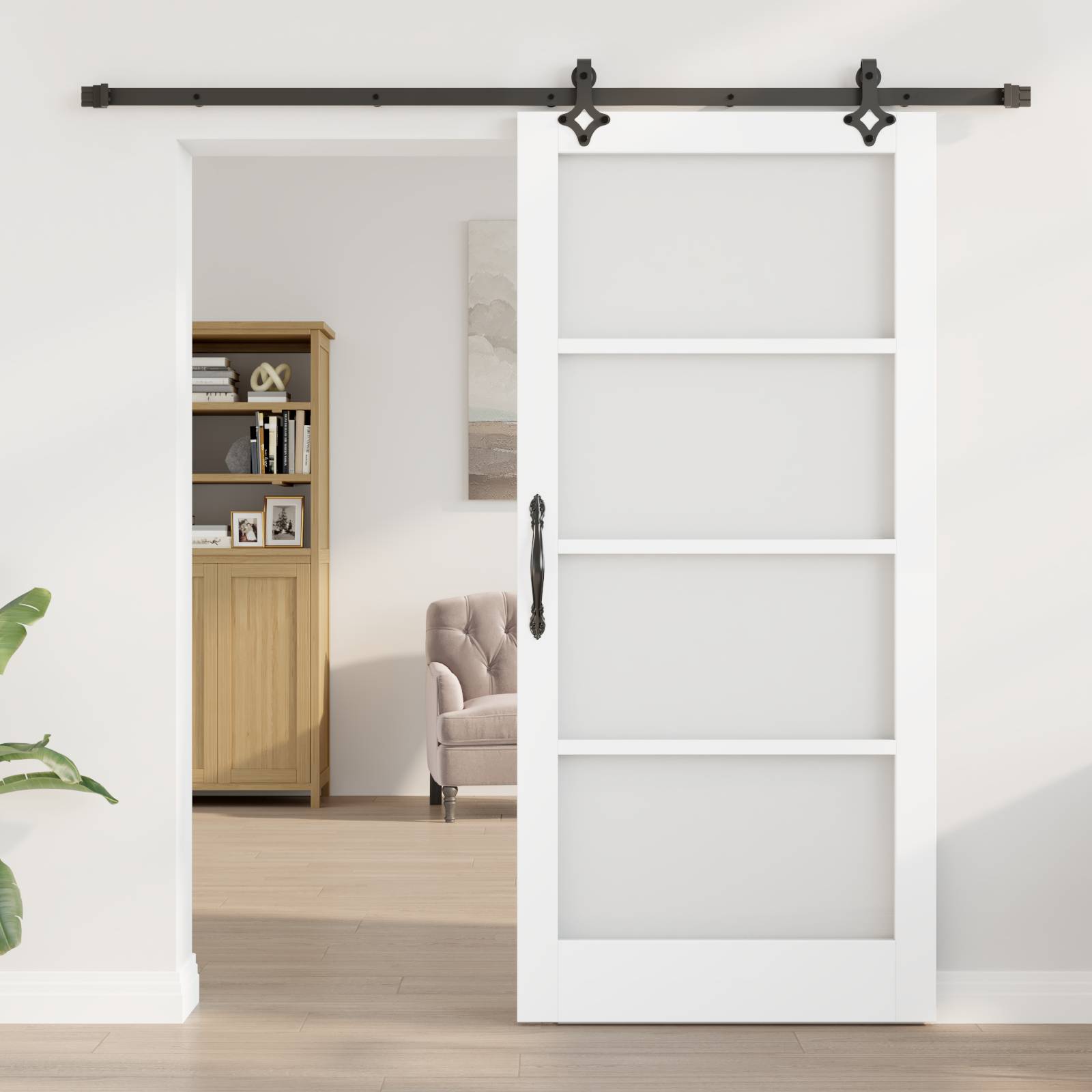 vidaXL Schiebetür mit Hardware-Set Weiß 93x202 cm Massivholz Kiefer