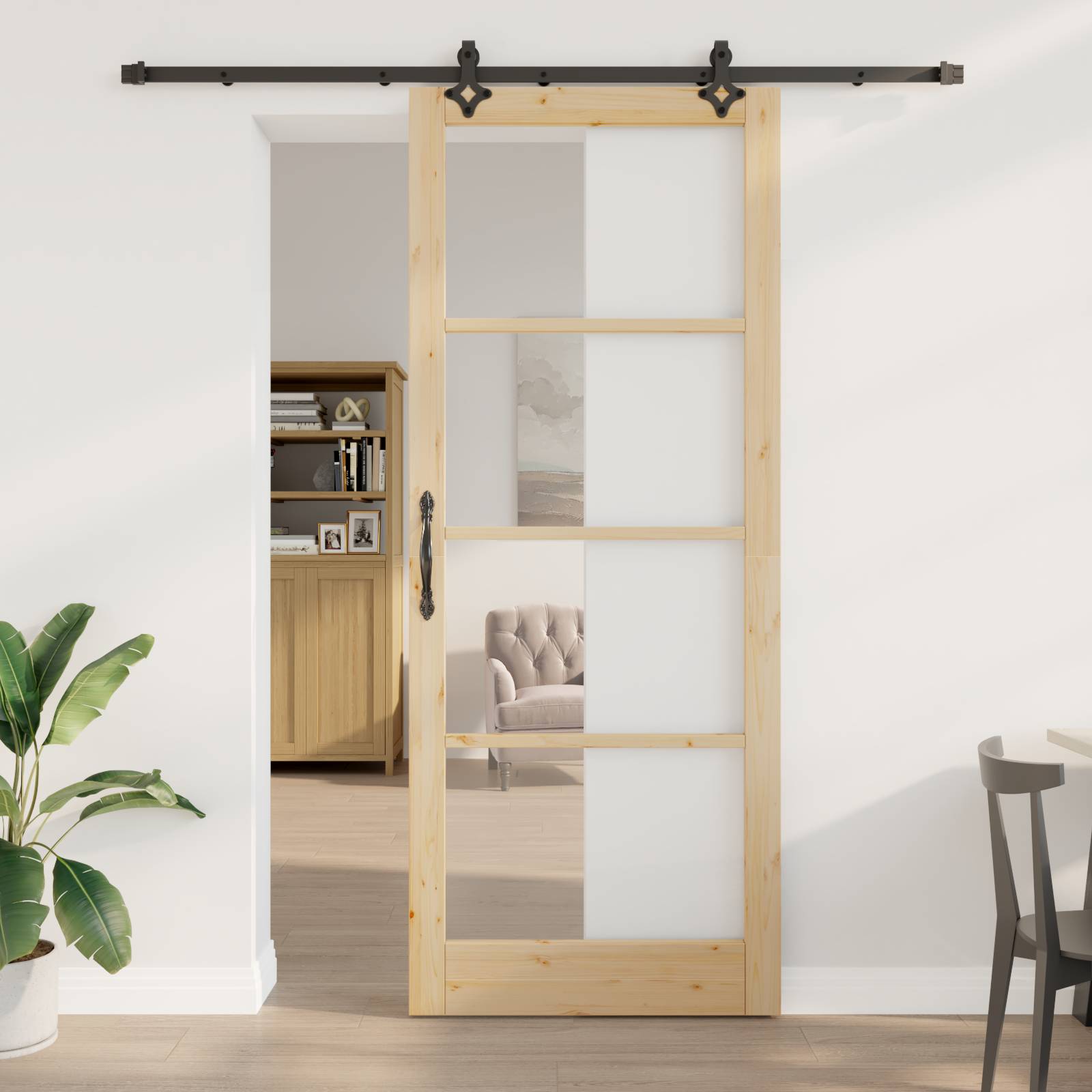 vidaXL Schiebetür mit Hardware-Set 93x232 cm Massivholz-Kiefer