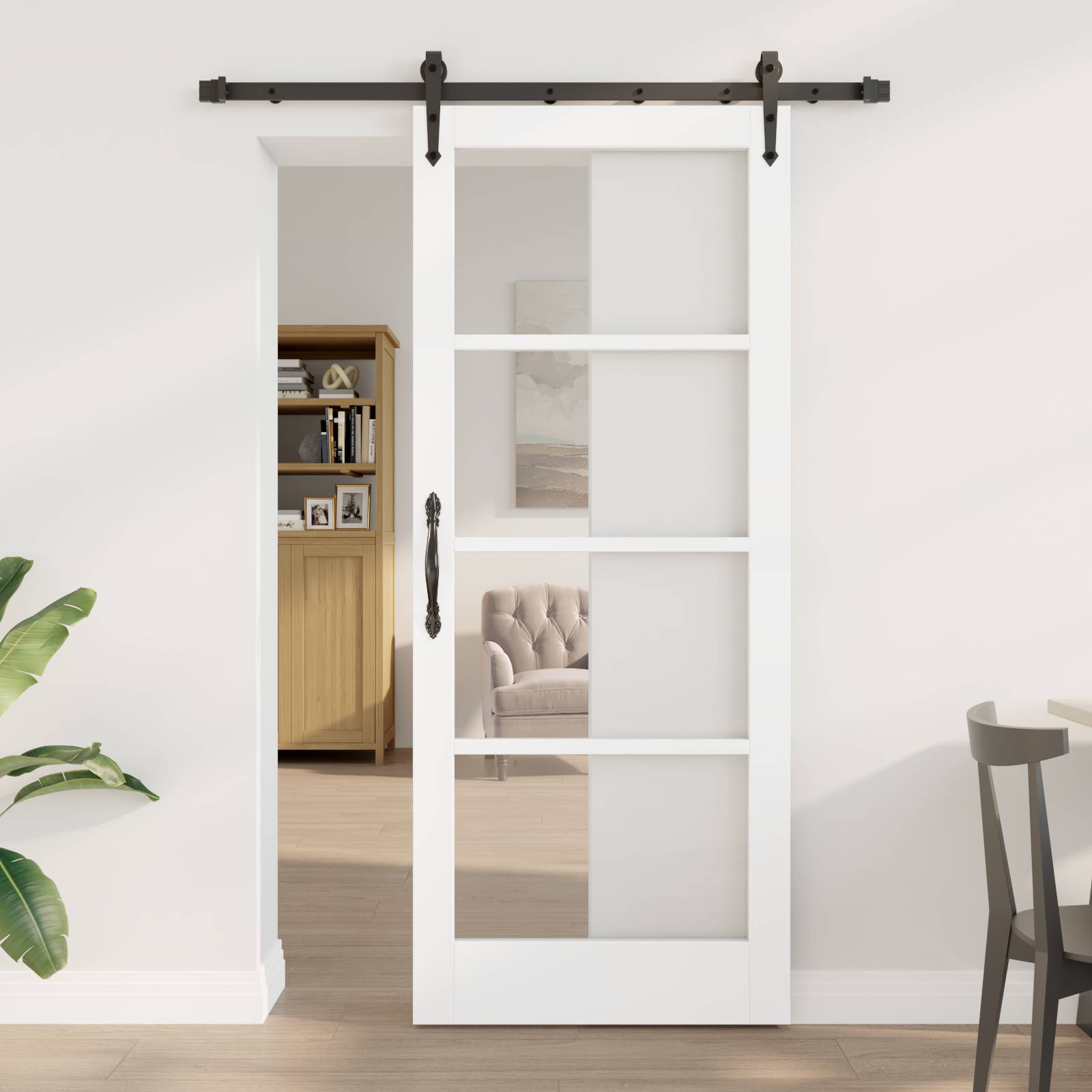 vidaXL Schiebetür mit Beschlagsatz 'ORKDAL'Weiß 83x202 cm