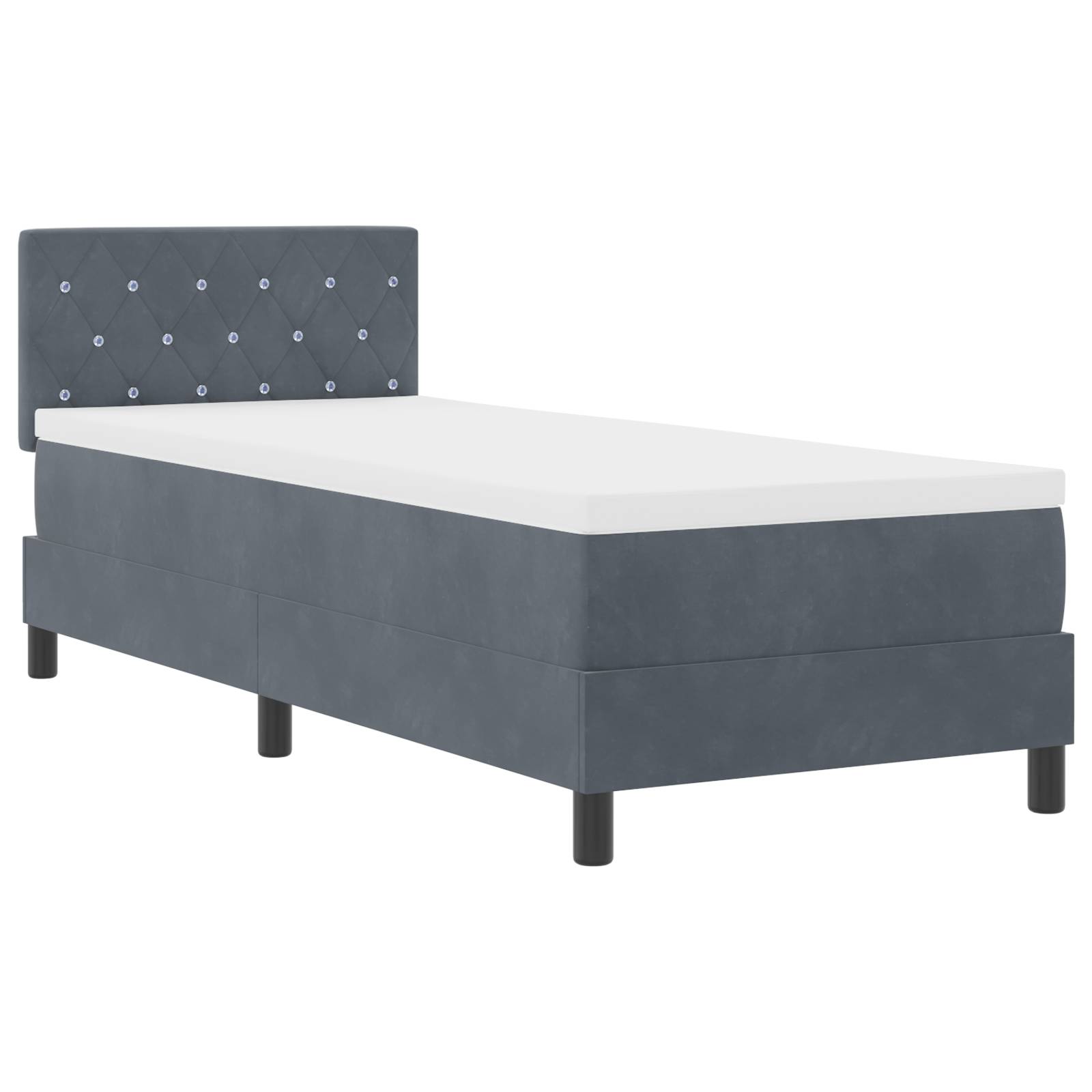 vidaXL Boxspringbett mit Matratze Dunkelgrau 80x200 cm Samt