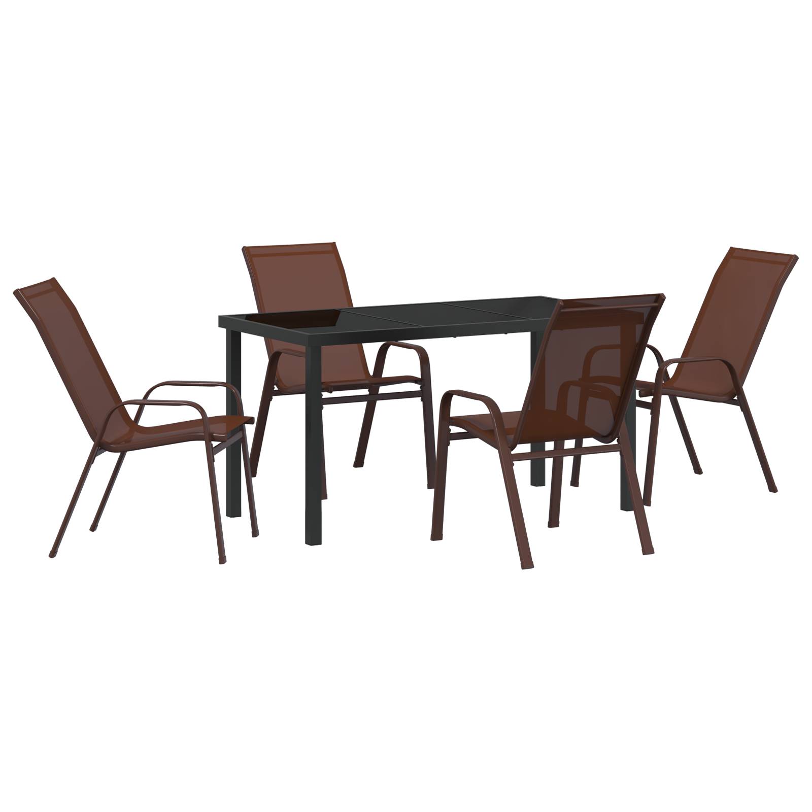 vidaXL 5-teiliges Garten Essset Braun Textilene und Stahl