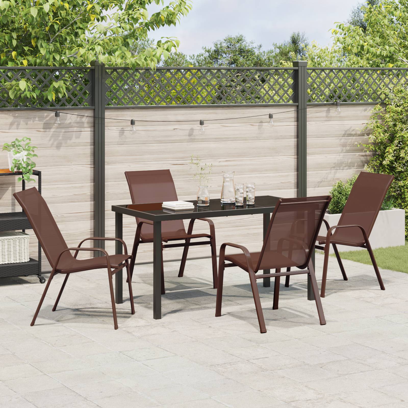vidaXL 5-teiliges Garten Essset Braun Textilene und Stahl