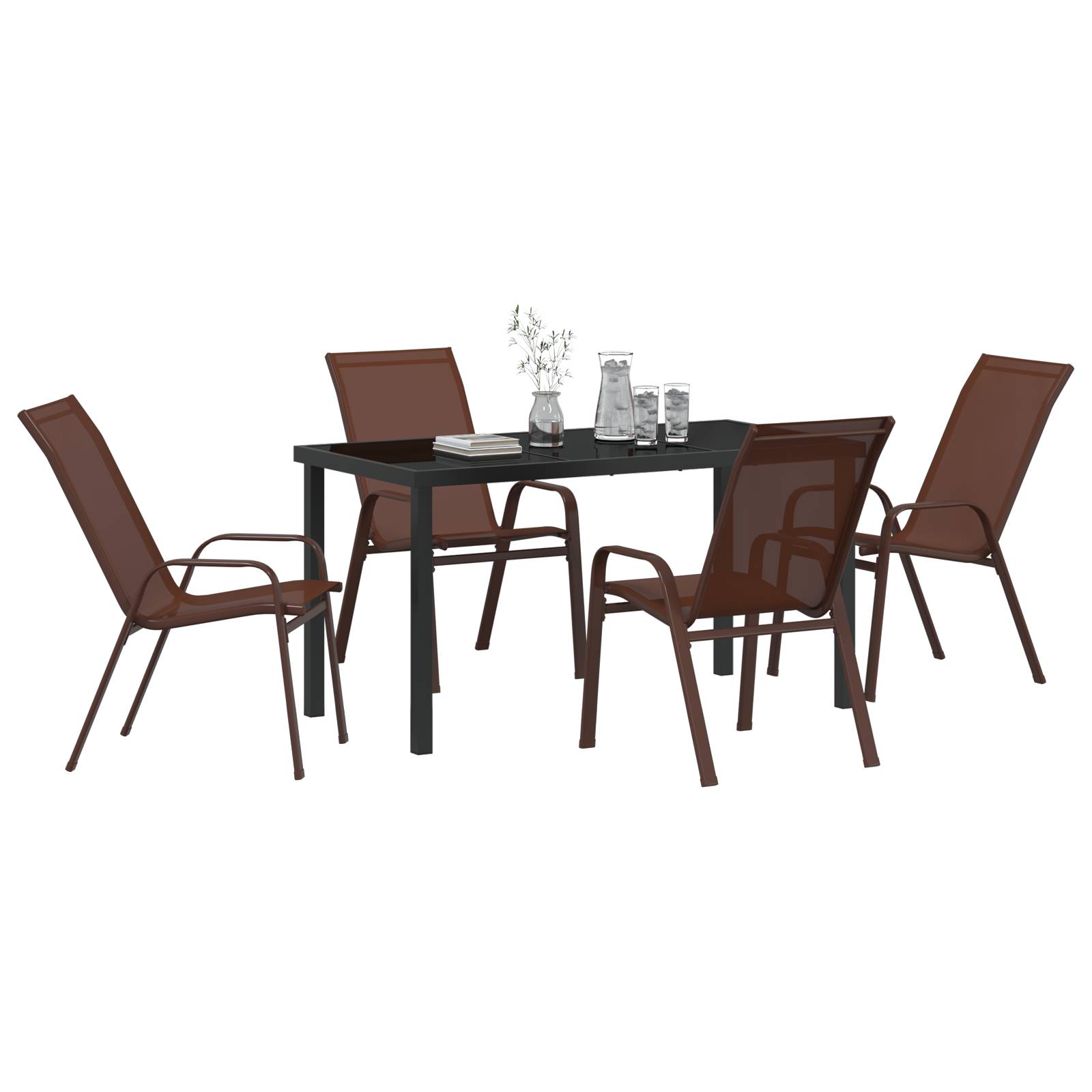 vidaXL 5-teiliges Garten Essset Braun Textilene und Stahl