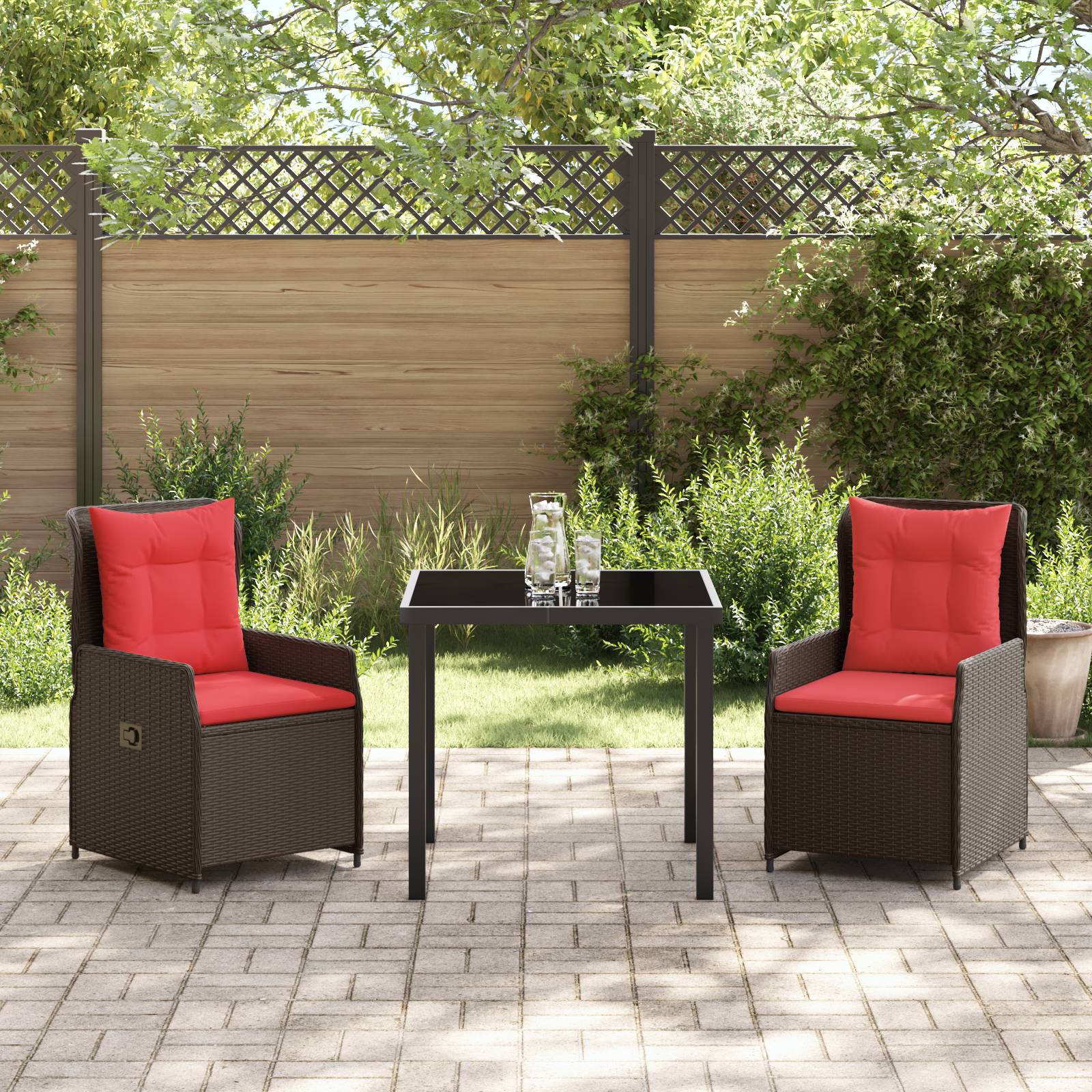 vidaXL 3-teiliges Garten-Ess-Set Braun Poly-Rattan