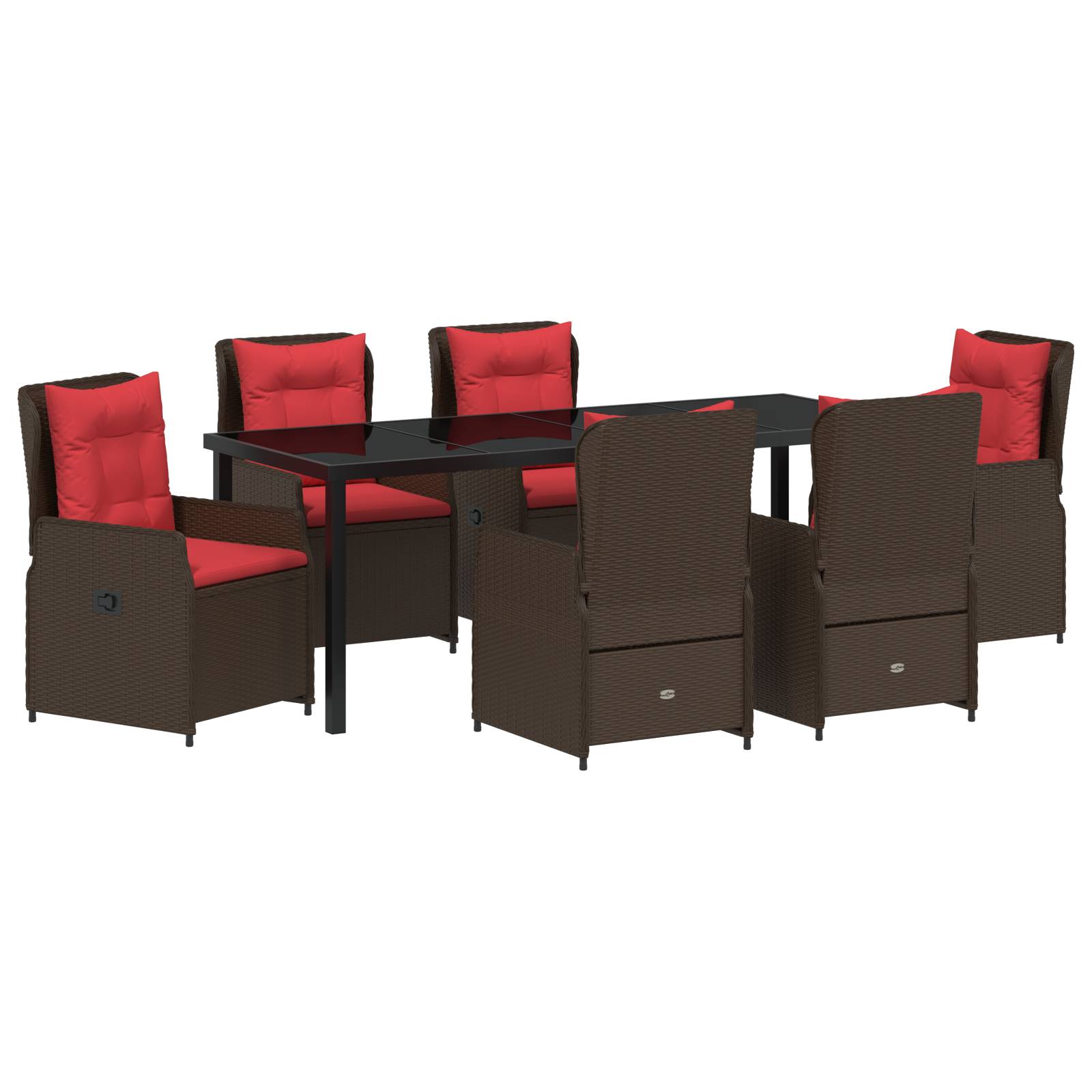 vidaXL 7-teiliges Garten-Ess-Set Braun Poly-Rattan