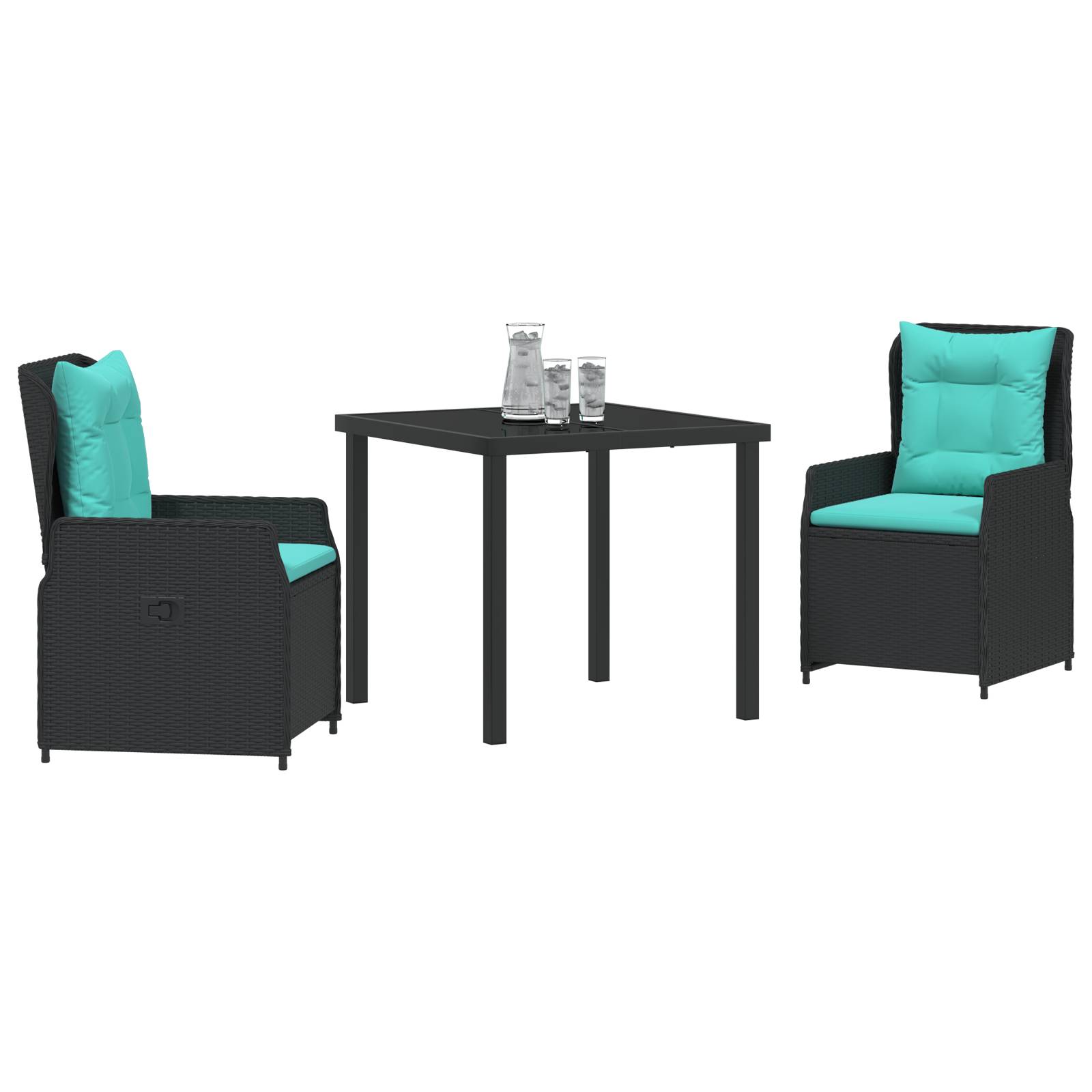 vidaXL 3-teiliges Garten-Esszimmer-Set Schwarz Poly Rattan