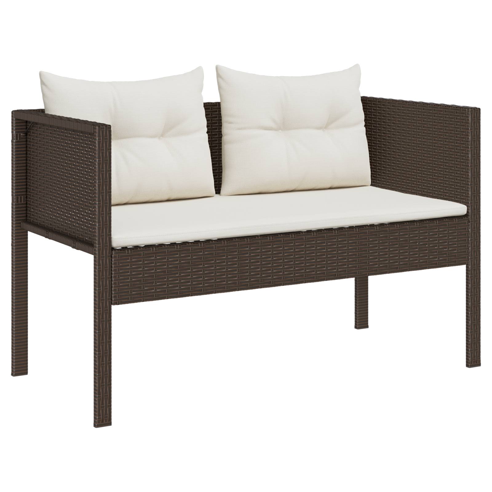 vidaXL Garten-Sofa Set Braun und Creme Rattan, Holz, Stoff Mittel