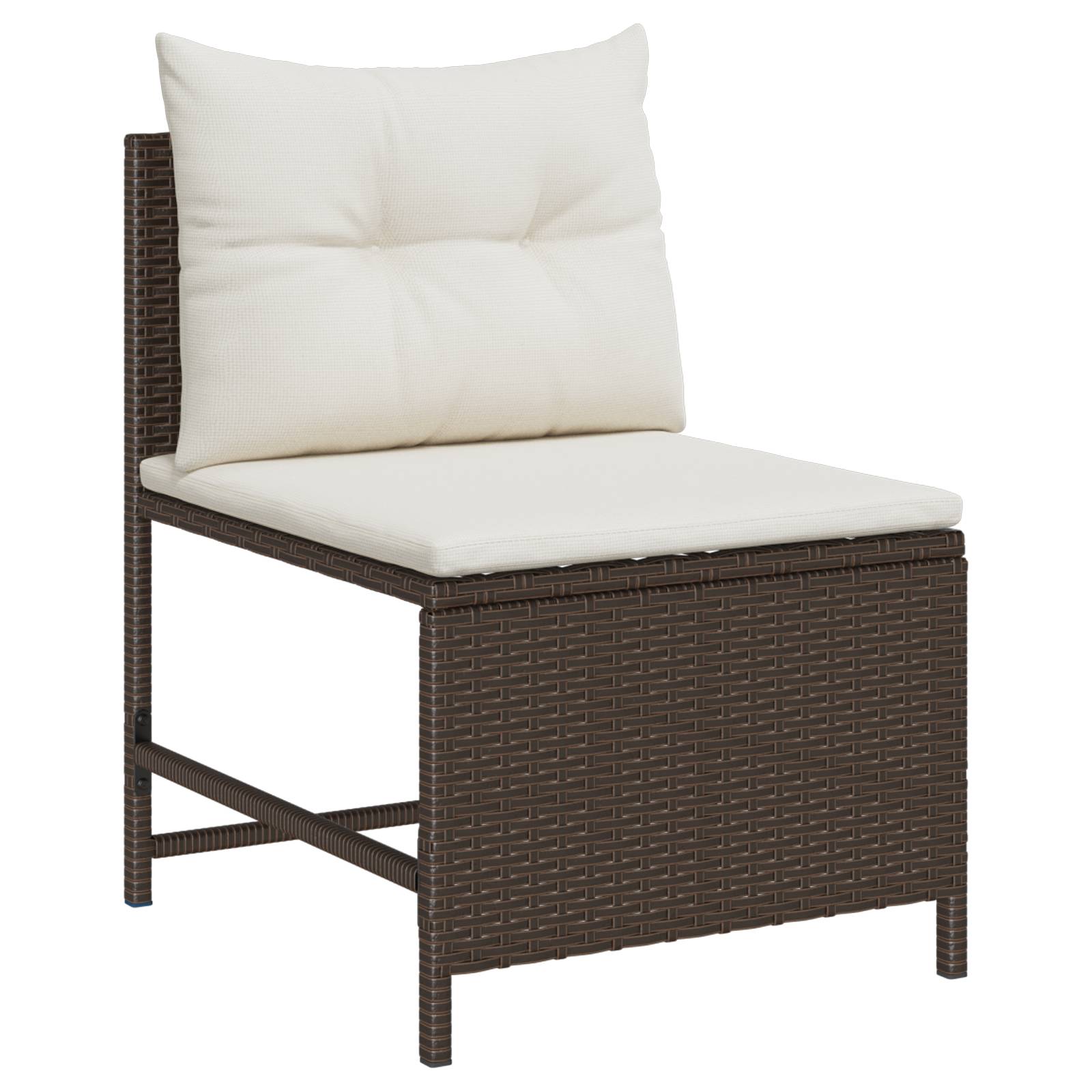 vidaXL Garten-Sofa Set Braun und Creme Rattan, Holz, Stoff Mittel
