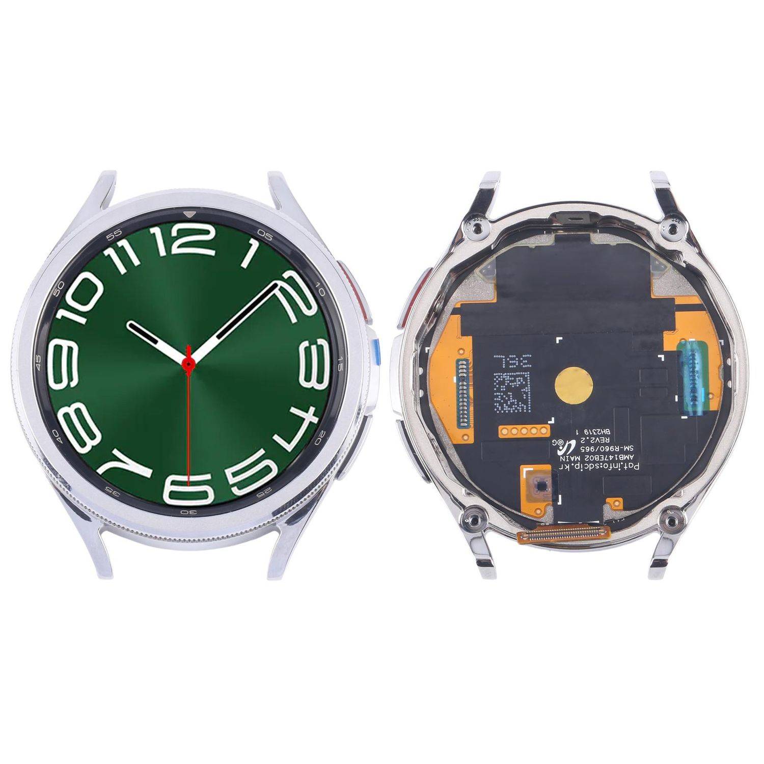 Für Samsung Galaxy Watch 6 Classic 47mm Display mit Rahmen Ersatzteil Silber