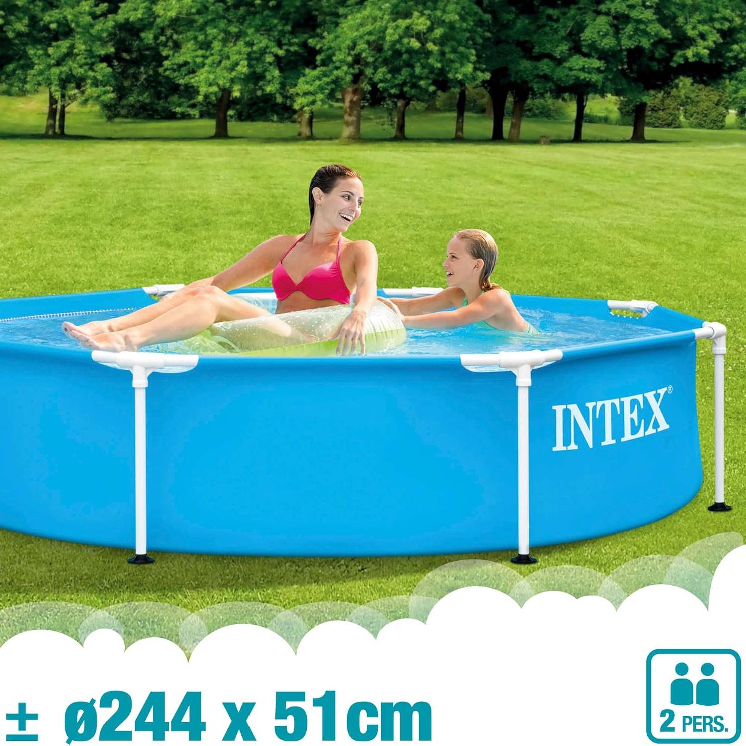 INTEX Frame Pool 28205NP Ø244x51cm – Aufstellpool mit Metallrahmen robust Gartenpool