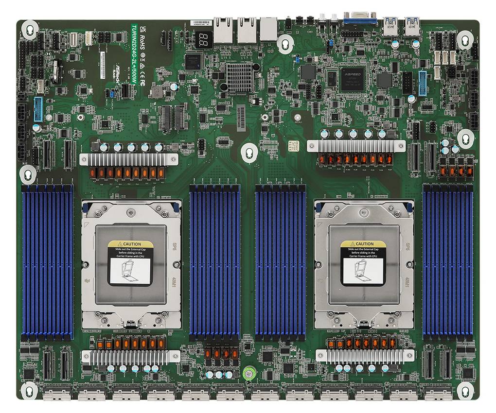 Asrock TURIN2D24G-2L+/500W, AMD, Socket SP5, AMD EPYC 9004, DDR5-SDRAM, 48 GB, DIMM