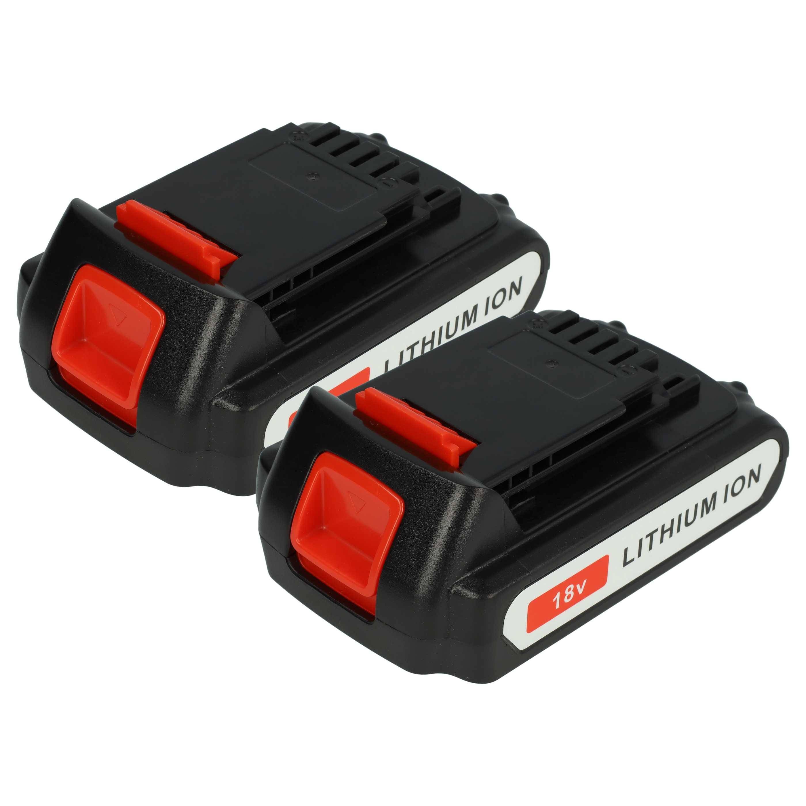 vhbw 2x Akku Ersatz für Black & Decker BL2018, BL1318, BL1518, BL3018, BL1518-XJ, BL2018-XJ für Werkzeug (1500 mAh, Li-Ion, 18 V)