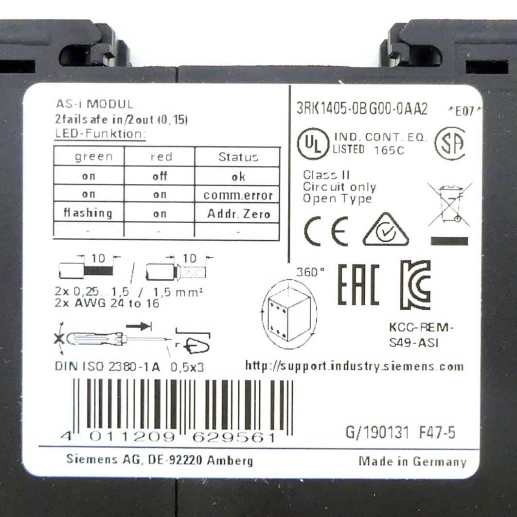 Siemens AS-i Modul (3RK1405-0BG00-0AA2)
