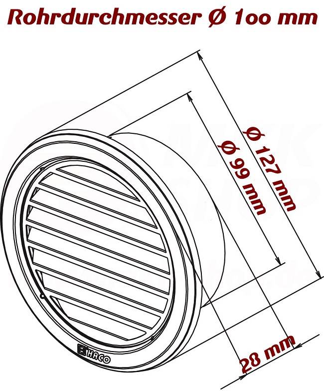 Edelstahl Lüftungsgitter rund Insektennetz Abluft Zuluft Ø 100 mm