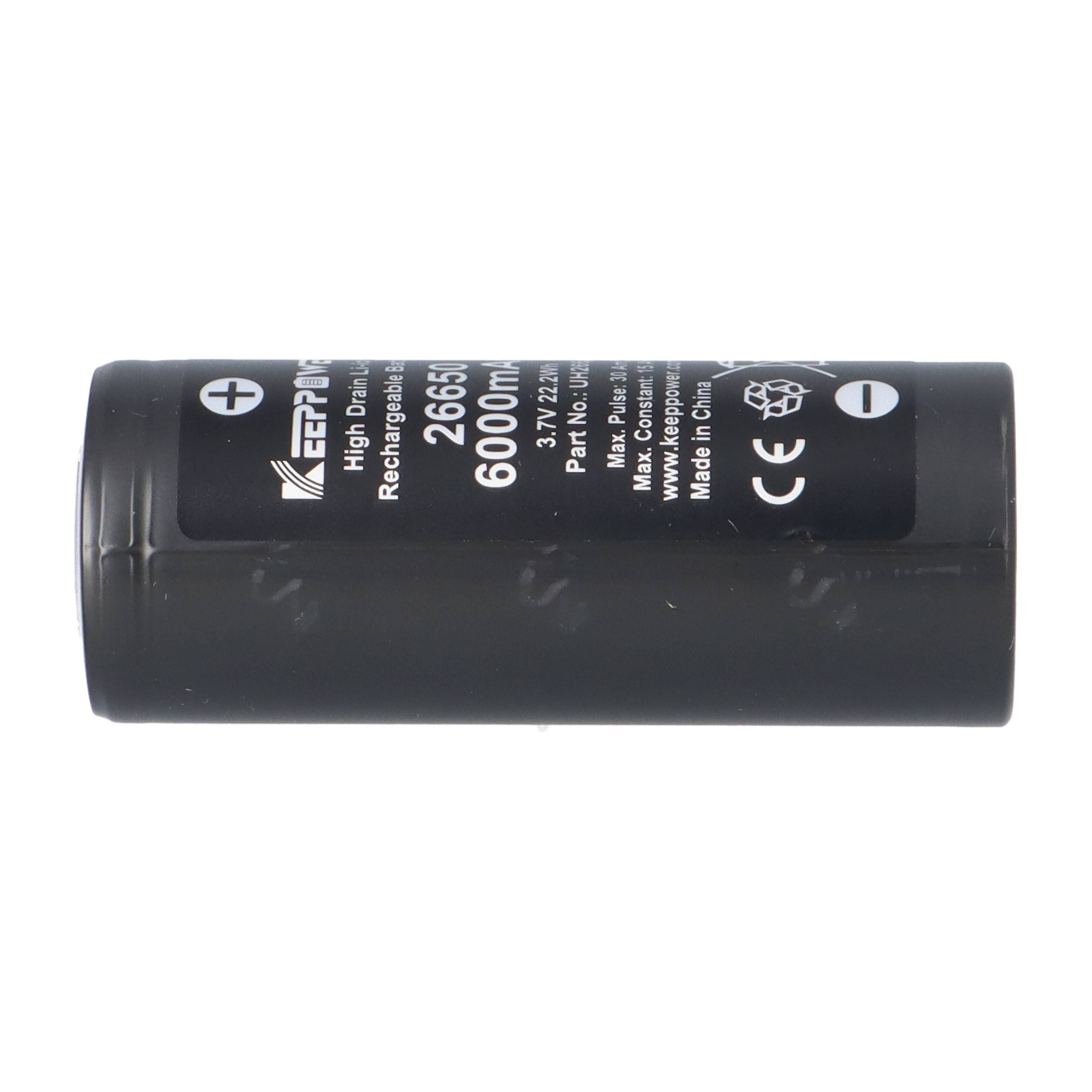Keeppower 26650 Akku 6000mAh 3.6V Li-Ion | UH2660 Hochkapazitätszelle