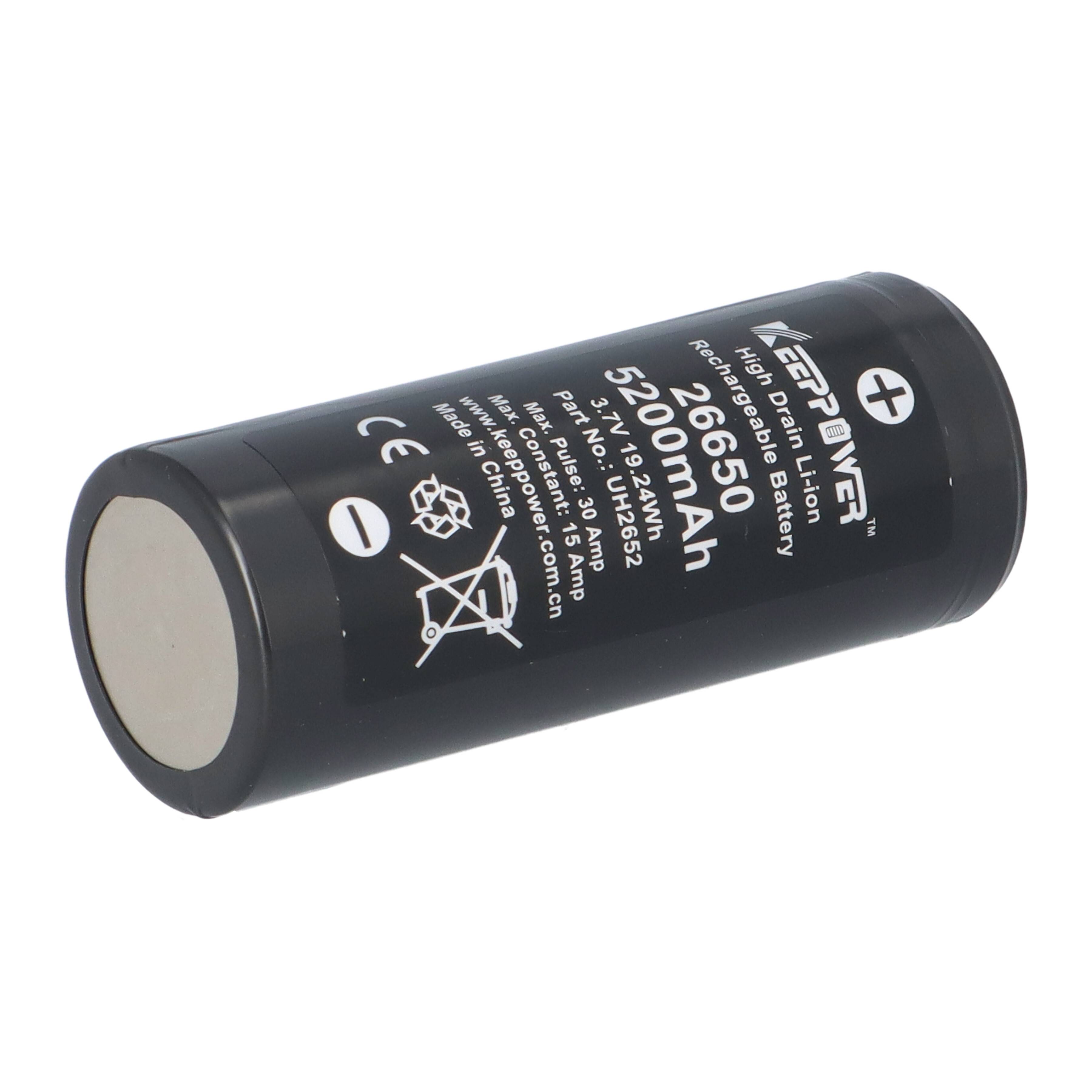 Keeppower UH2655 26650 Akku 5500 mAh 3.6 V | Li-Ion Hochstromzelle ohne Schutz