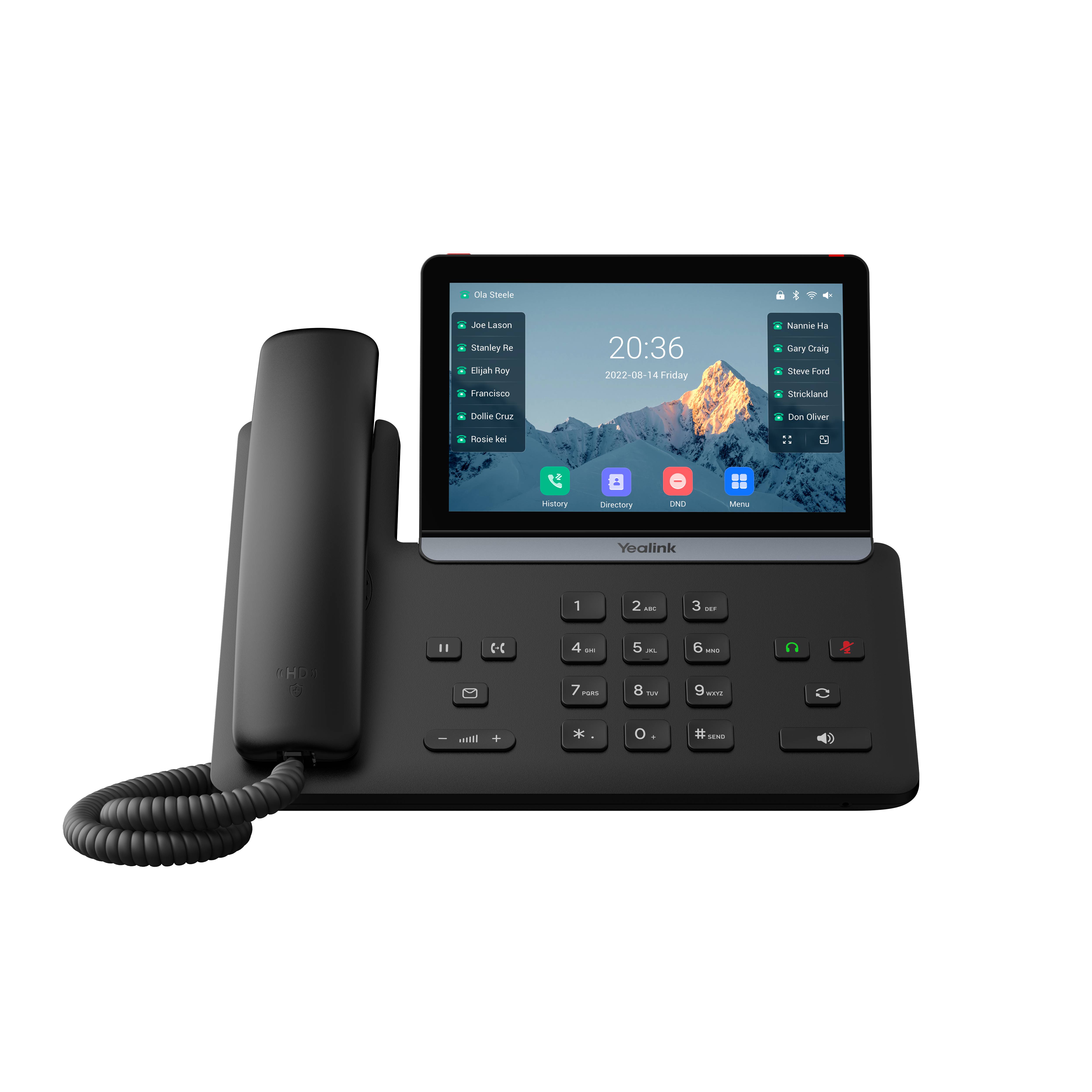 Yealink -SIP-T87W, IP-Telefon, Schwarz, Drahtgebundenes & drahtloses Handgerät, Tisch/Bank, 1000 Eintragungen, Tasten