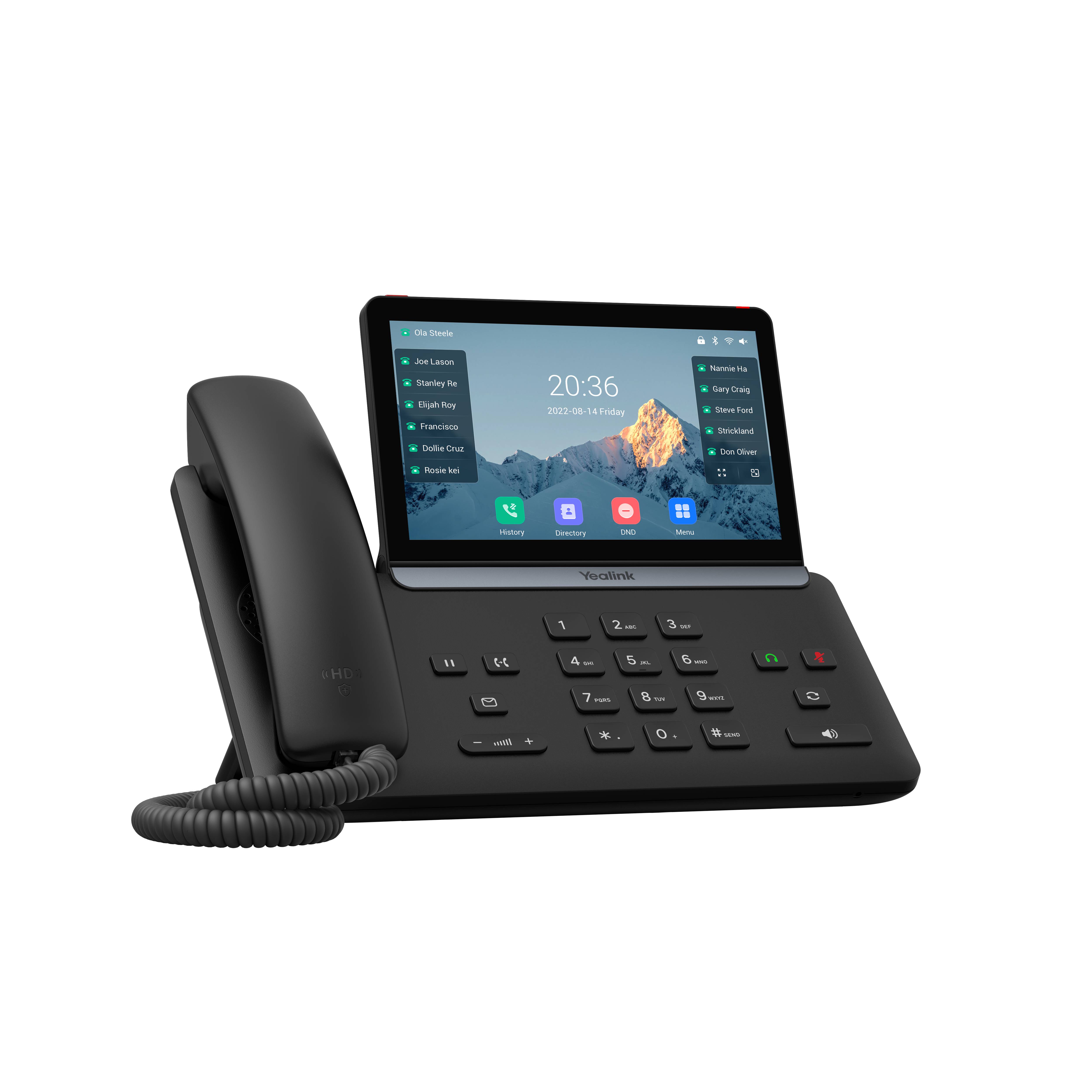 Yealink -SIP-T87W, IP-Telefon, Schwarz, Drahtgebundenes & drahtloses Handgerät, Tisch/Bank, 1000 Eintragungen, Tasten