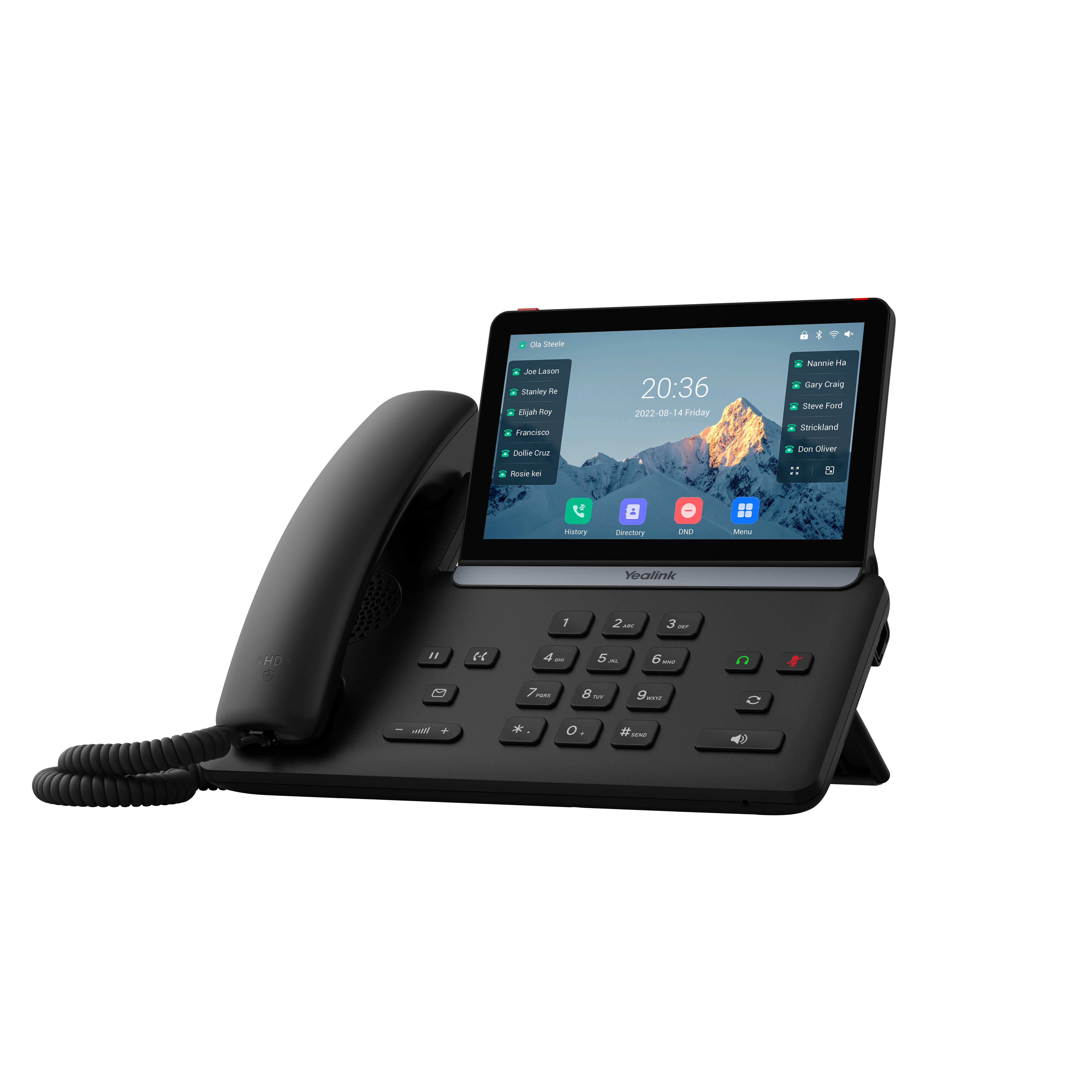 Yealink -SIP-T87W, IP-Telefon, Schwarz, Drahtgebundenes & drahtloses Handgerät, Tisch/Bank, 1000 Eintragungen, Tasten