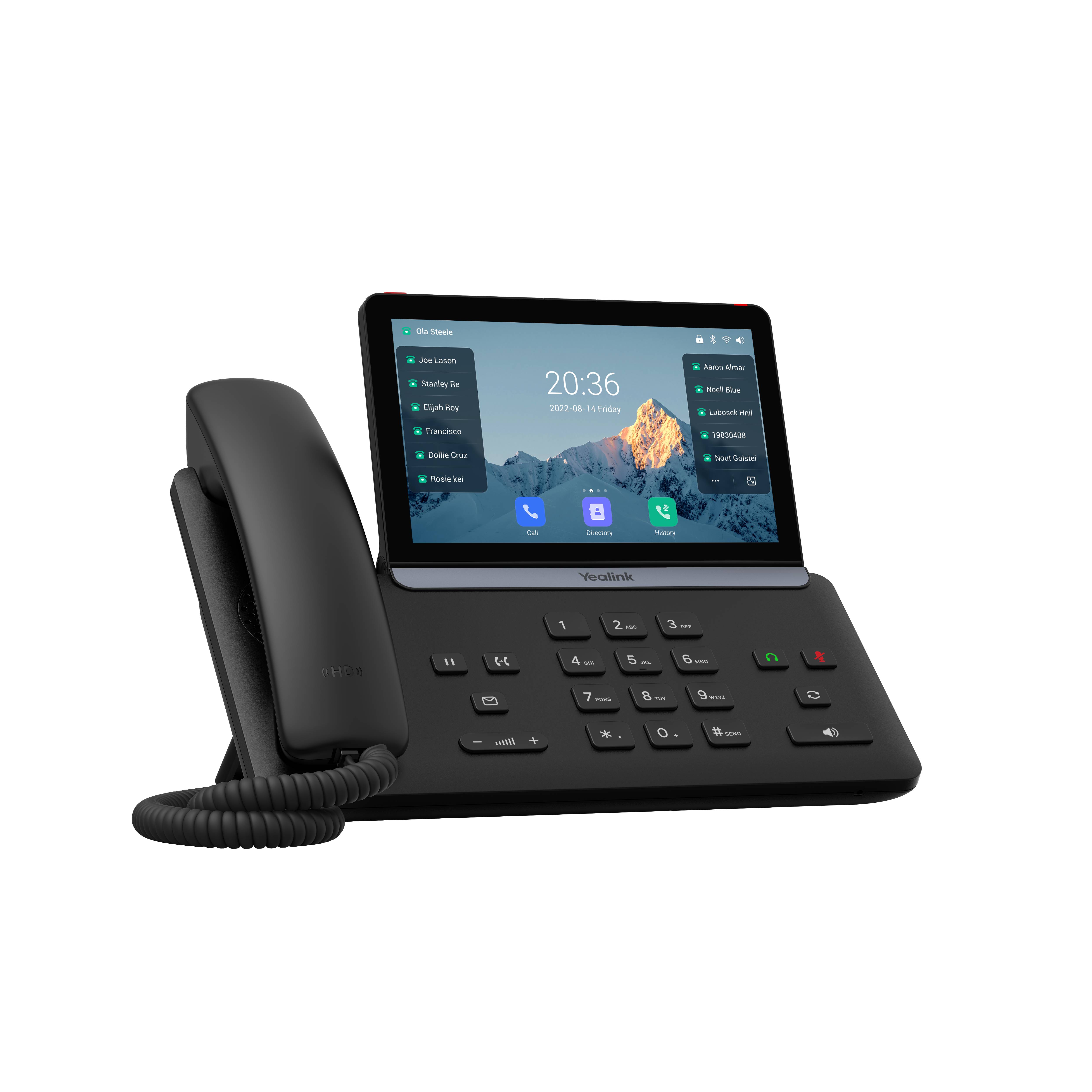 Yealink -SIP-T88W, IP-Telefon, Schwarz, Drahtgebundenes & drahtloses Handgerät, Tisch/Bank, 1000 Eintragungen, Tasten
