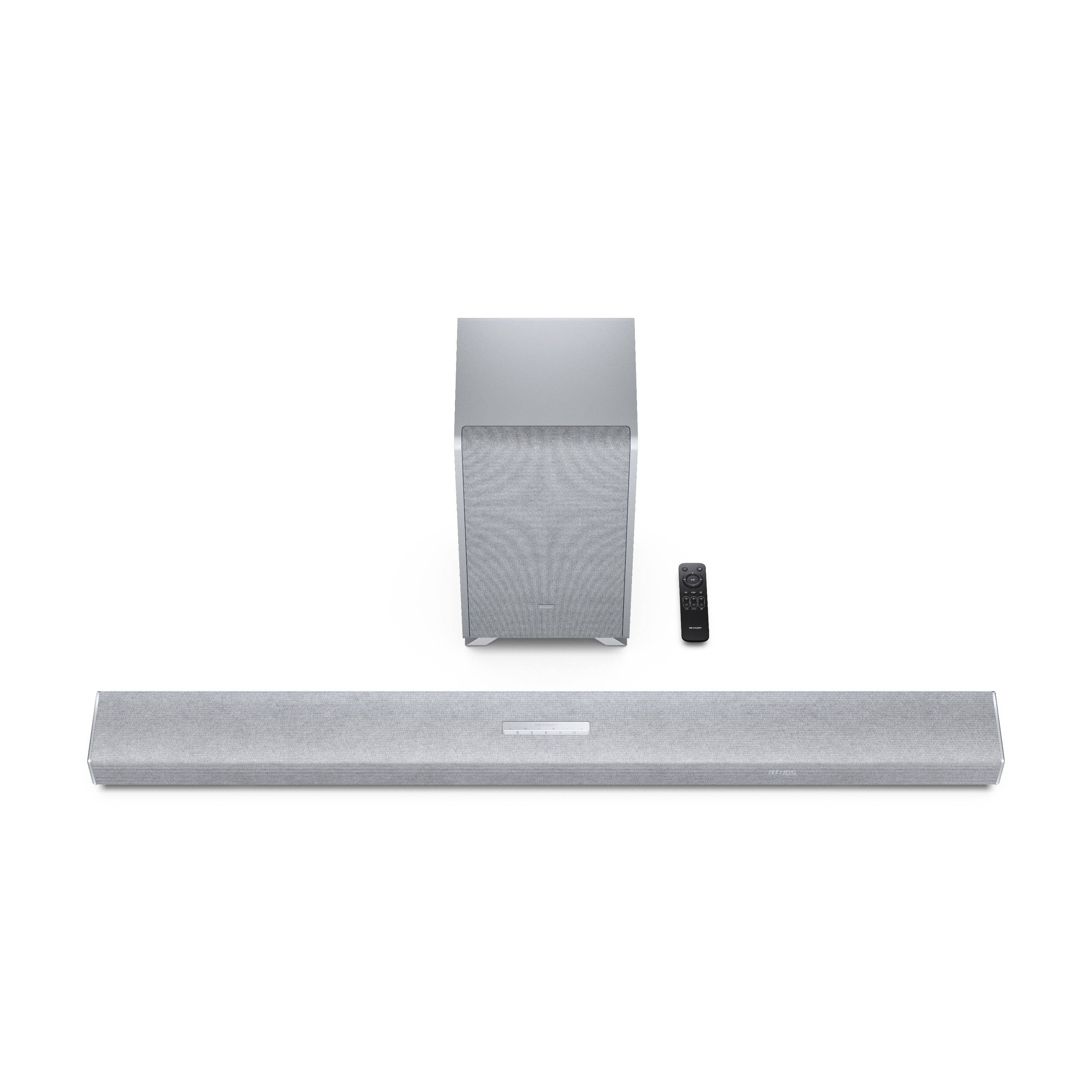 Sharp HT-SBW55121 Dolby Atmos Soundbar 5.1.2 mit DTS:X, kabellosem Subwoofer, HDMI eARC und Bluetooth 5.3