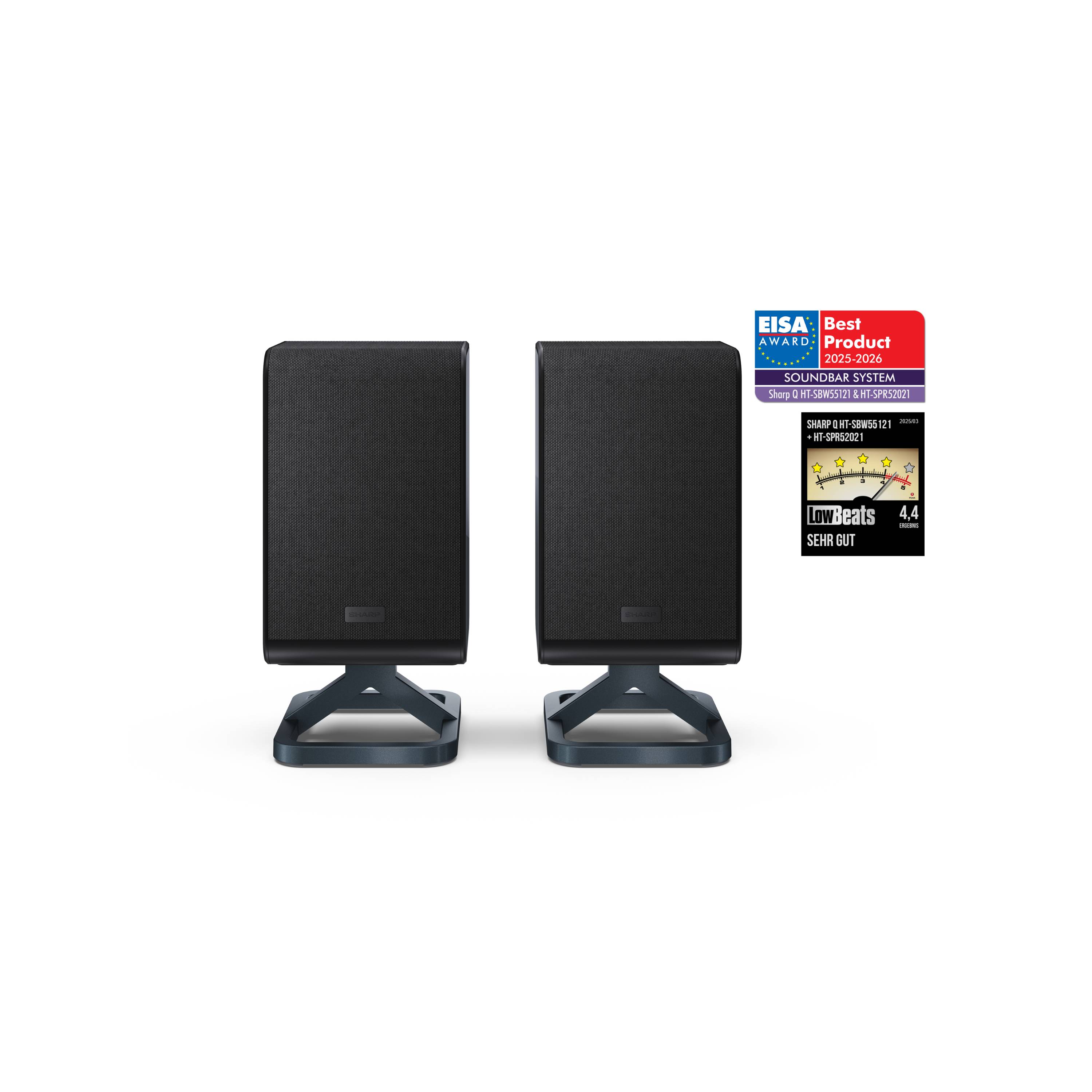Sharp HT-SPR52021 2.0.2 Dolby Atmos Rear-Lautsprecher kabellos 200 W, kompatibel mit HT-SBW53121 & HT-SBW55121
