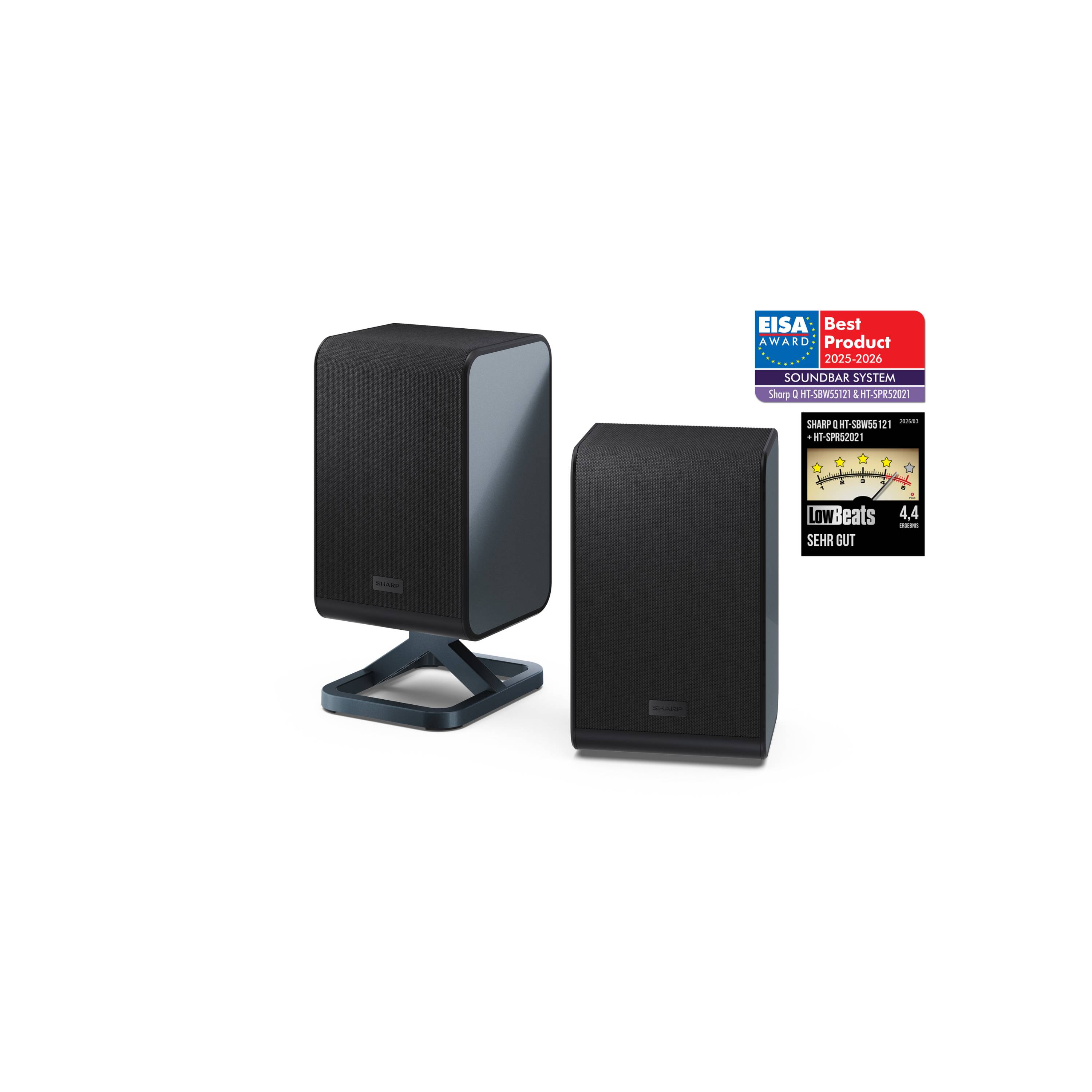 Sharp HT-SPR52021 2.0.2 Dolby Atmos Rear-Lautsprecher kabellos 200 W, kompatibel mit HT-SBW53121 & HT-SBW55121