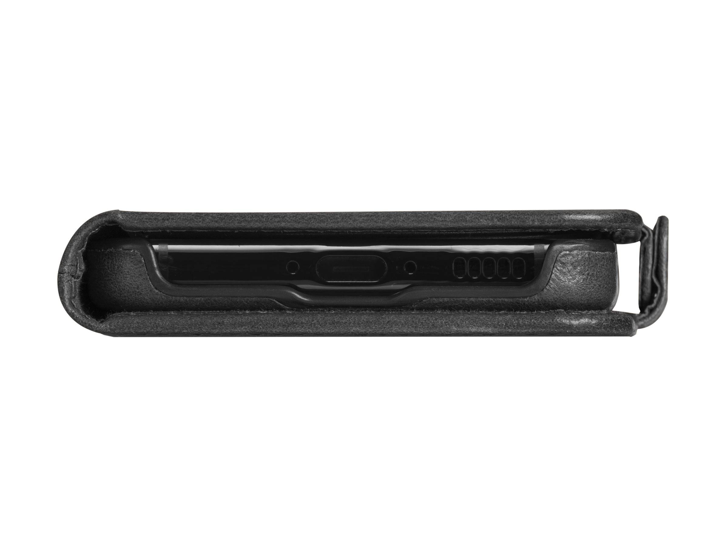dbramante1928 Lynge - Flip-Hülle für Mobiltelefongenarbtes Leder - Schwarz - für
