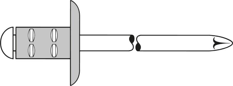 Mehrbereichs-Blindniet Alu/Stahl Großkopf 4,8x25mm GESIPA - Artikel: 4007081700238