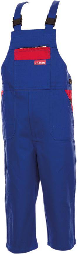 Planam Kinder-Latzhose Gr. 110/116 kornblau/mittelrot