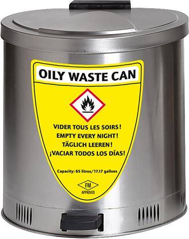 Entsorgungsbehälter aus Edelstahl, 65 Liter, 535 x 490 x 580mm