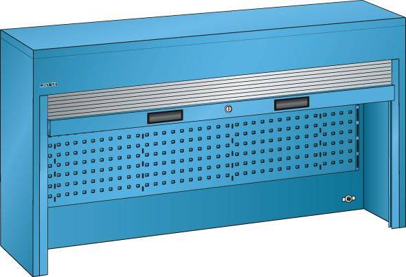 Rolladen-Aufsatzschrank B2000xT250xH1050 mm RAL 5012 für Werkbankplatten - Artikel: 7830307502