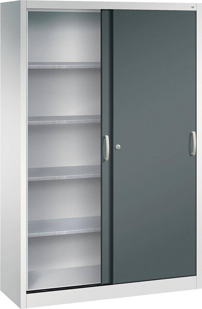 Schiebetürenschrank B1200xT400xH1950 mm RAL 7035/7016,4Fachböden - Artikel: 7830372480