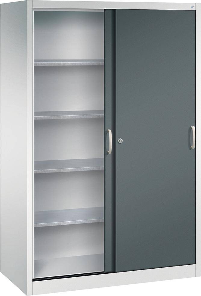 Schiebetürenschrank B1200xT600xH1950 mm RAL 7035/7016,4Fachböden - Artikel: 7830372482