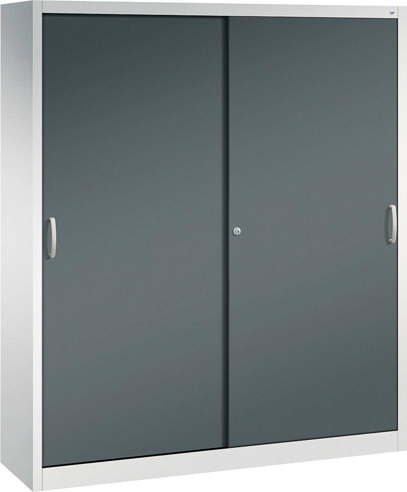 Schiebetürenschrank B1600xT400xH1950 mm RAL 7035/7016,8Fachböden mit Mitteltrennwand - Artikel: 7830372483