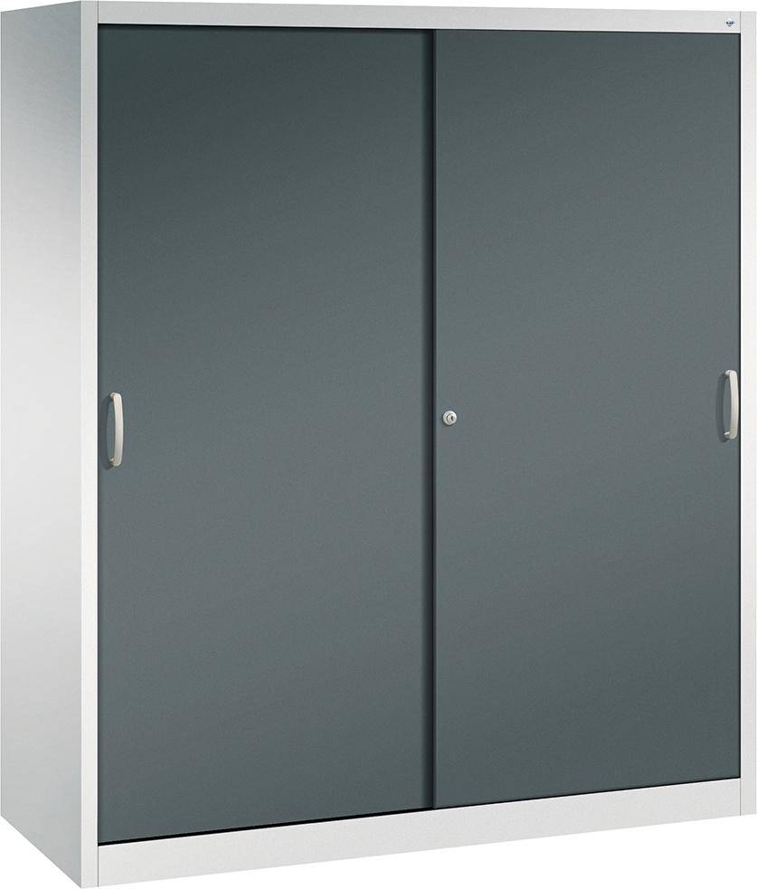 Schiebetürenschrank B1600xT600xH1950 mm RAL 7035/7016,8Fachböden mit Mitteltrennwand - Artikel: 7830372485