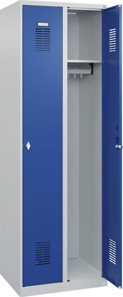 Garderobenschrank B600xT500xH1850 Korpus RAL 7035 LichtgrauTüren RAL 5010 Enzianblau - Artikel: 7830372521