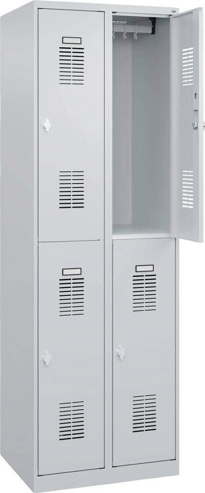 Garderobenschrank BASIC B600xT500xH1850 mm RAL 7035/7035, 2x2Abteile - Artikel: 7830372571