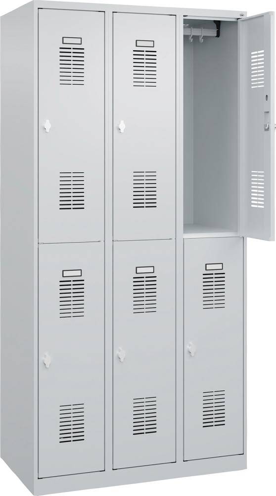 Garderobenschrank BASIC B900xT500xH1850 mm RAL 7035/7035, 3x2Abteile - Artikel: 7830372572