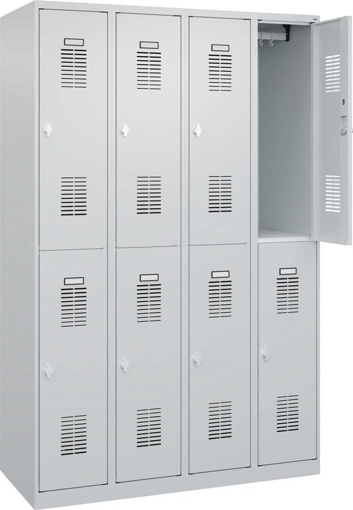 Garderobenschrank BASIC B1200xT500xH1850 mm RAL 7035/7035, 4x2Abteile - Artikel: 7830372573