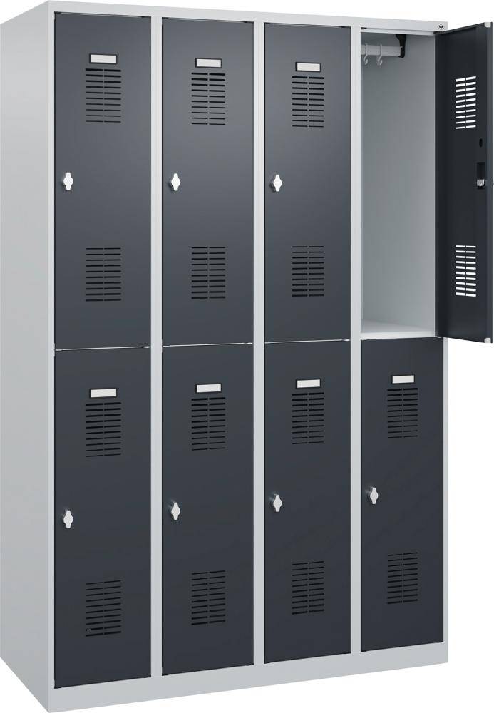 Garderobenschrank BASIC B1200xT500xH1850 mm RAL 7035/7016, 4x2Abteile - Artikel: 7830372593