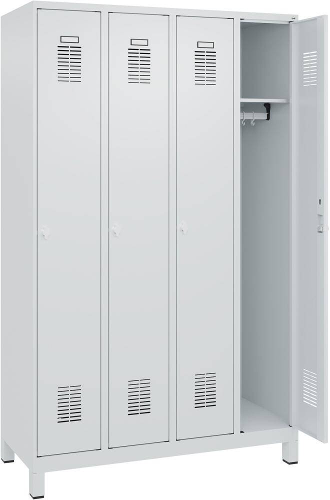 FORMAT Garderobenschrank B1200xT500xH1950 mm RAL 7035/7035, 4 Abteile u. Füße (Selbstmontage) - Artikel: 7830372803