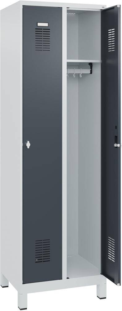 FORMAT Garderobenschrank B600xT500xH1950 mm RAL 7035/7016, 2 Abteile u. Füße (Selbstmontage) - Artikel: 7830372809